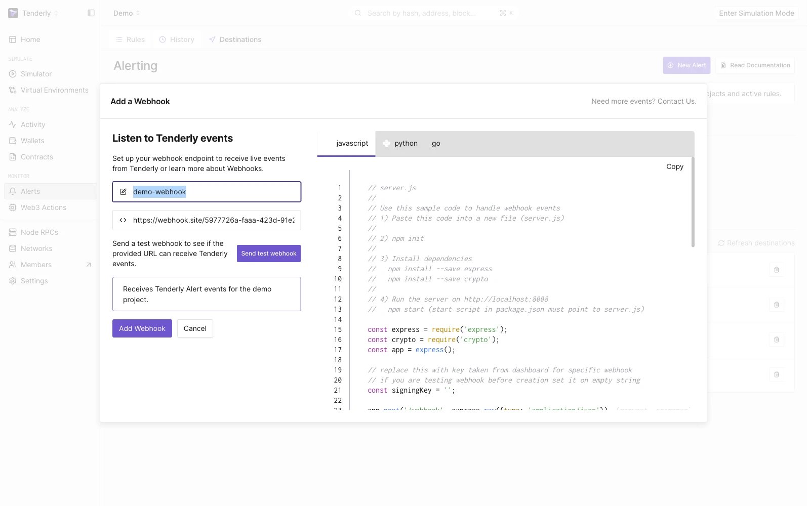 Send Test Webhook