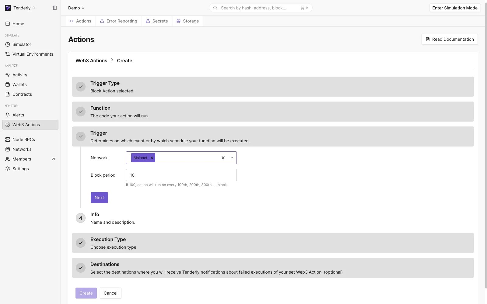 Specifying trigger settings