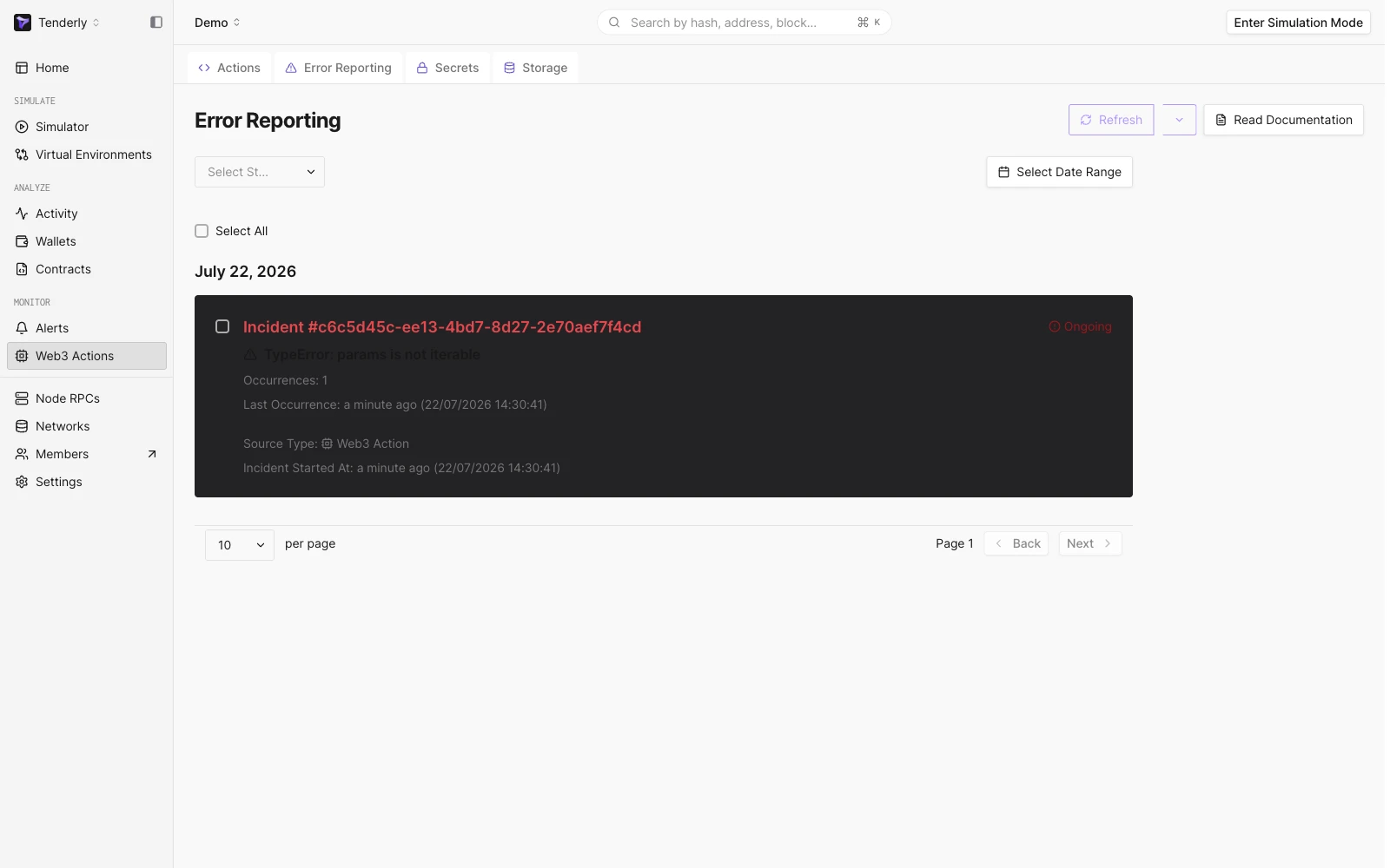 Filtering Web3 Action error reports