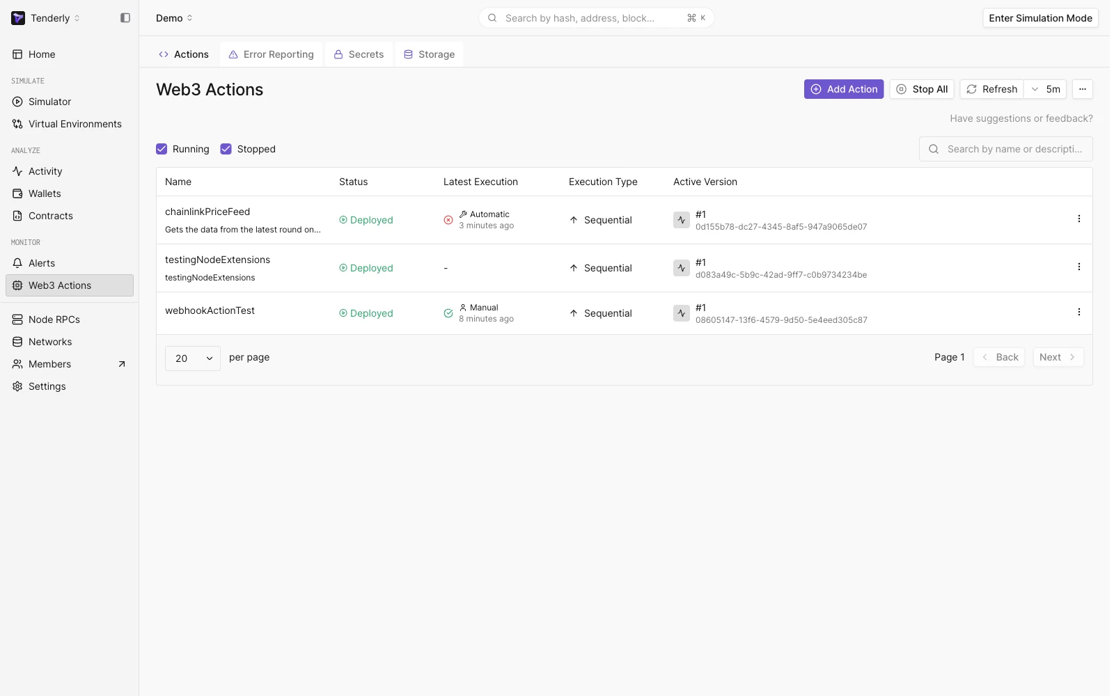 Overview of the existing Web3 Actions 