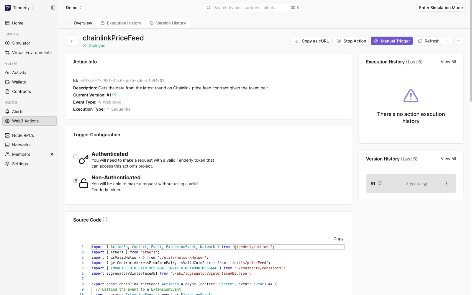 Information about a specific Web3 Action 