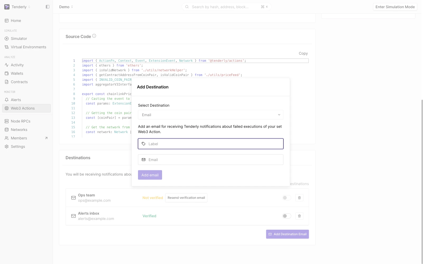 Adding a new email address