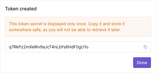 One-time token secret view