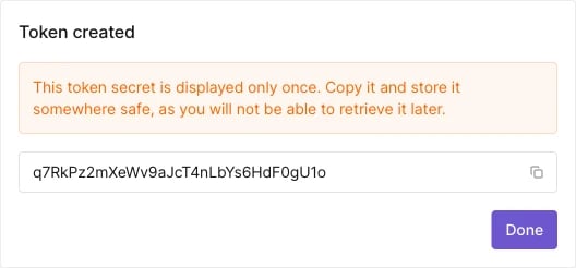 One-time token secret view