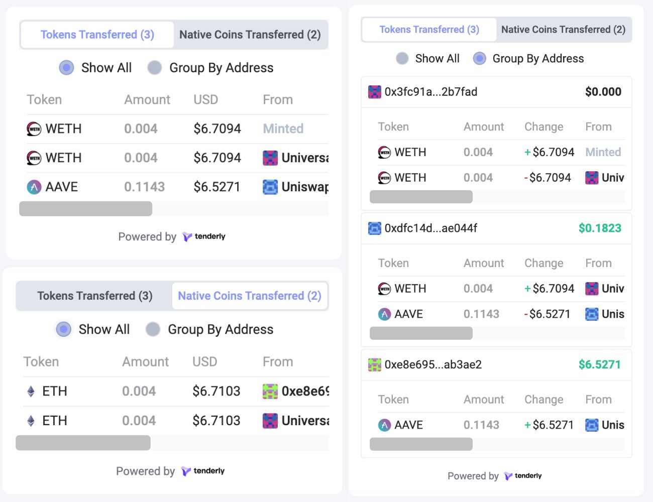 Tokens Transferred UI