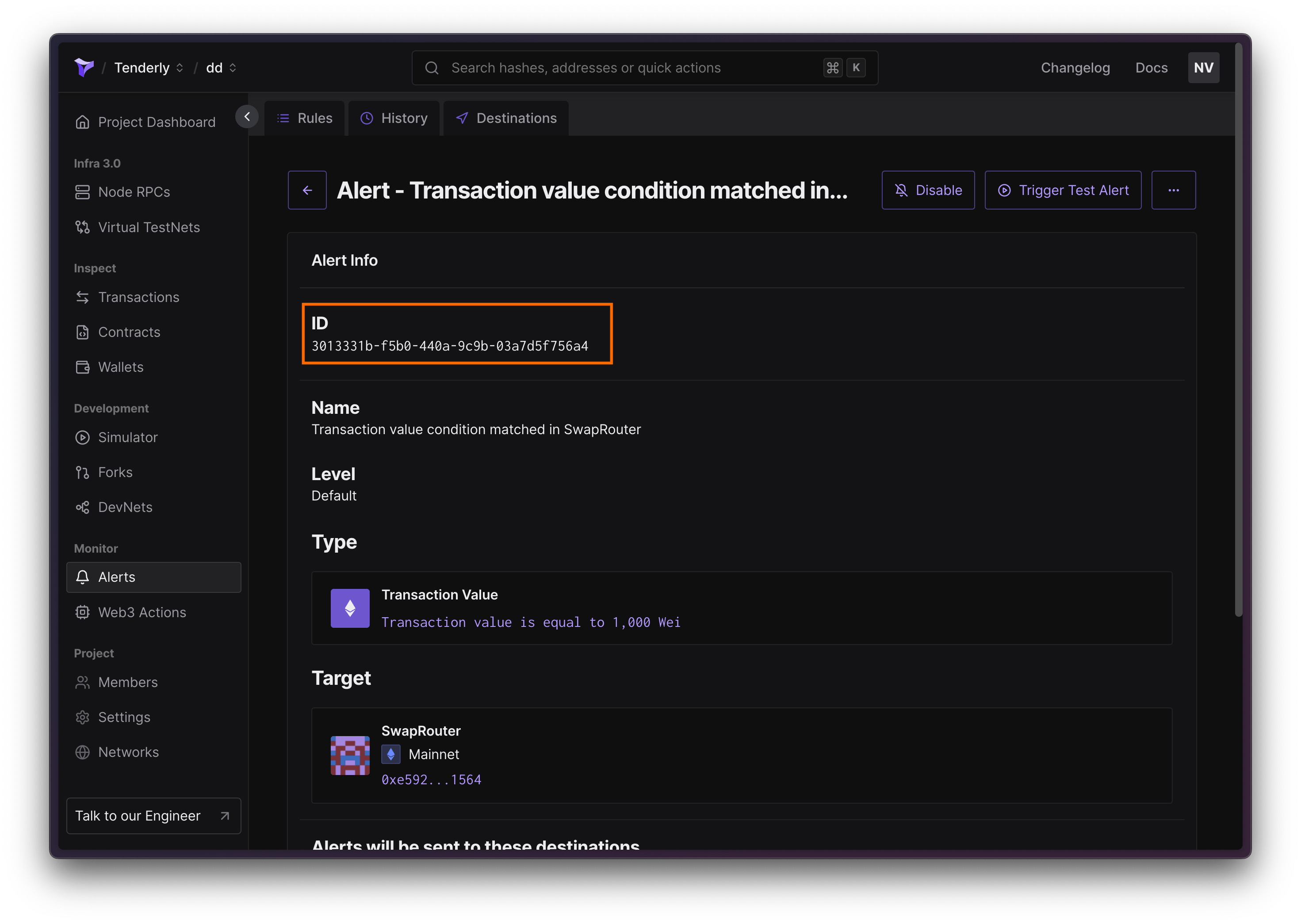 Finding the Alert ID