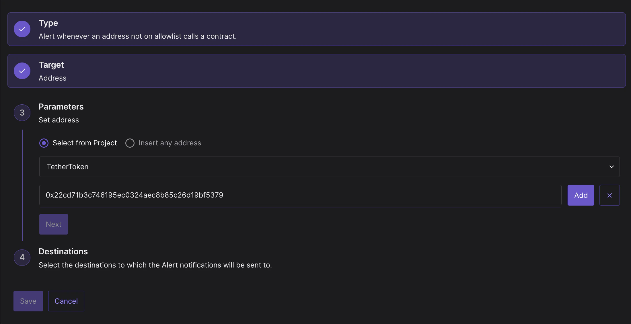 Parameters for the Allowlisted Alert