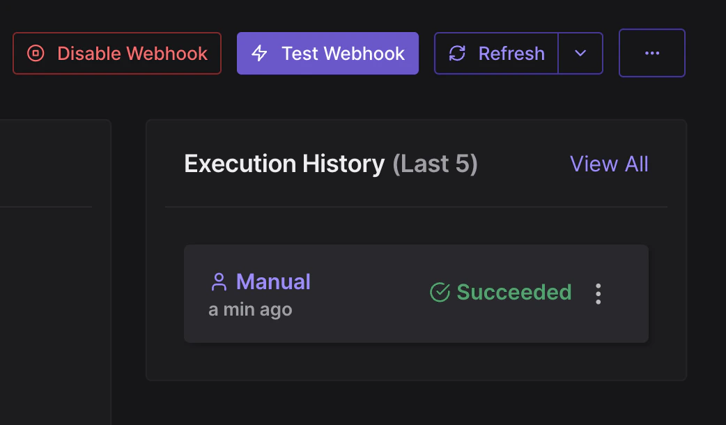 Manually Triggered Webhook After Clicking on Test Webhook Button