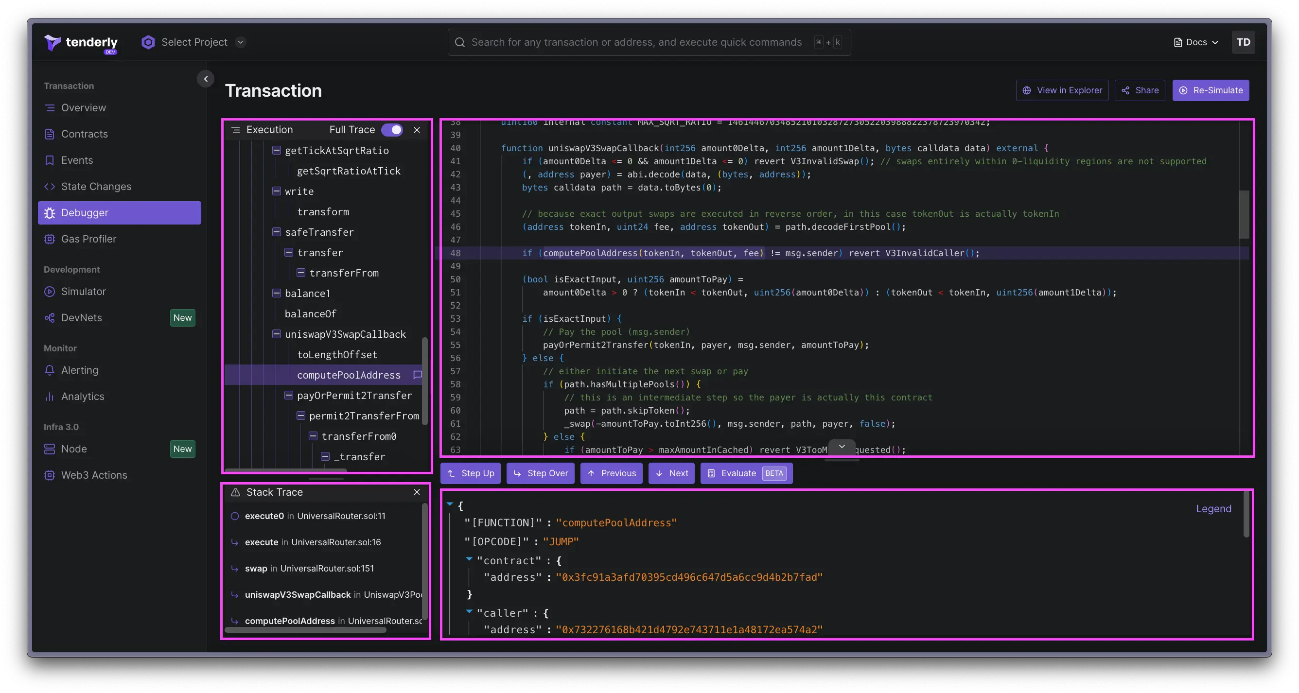 Debugger panels