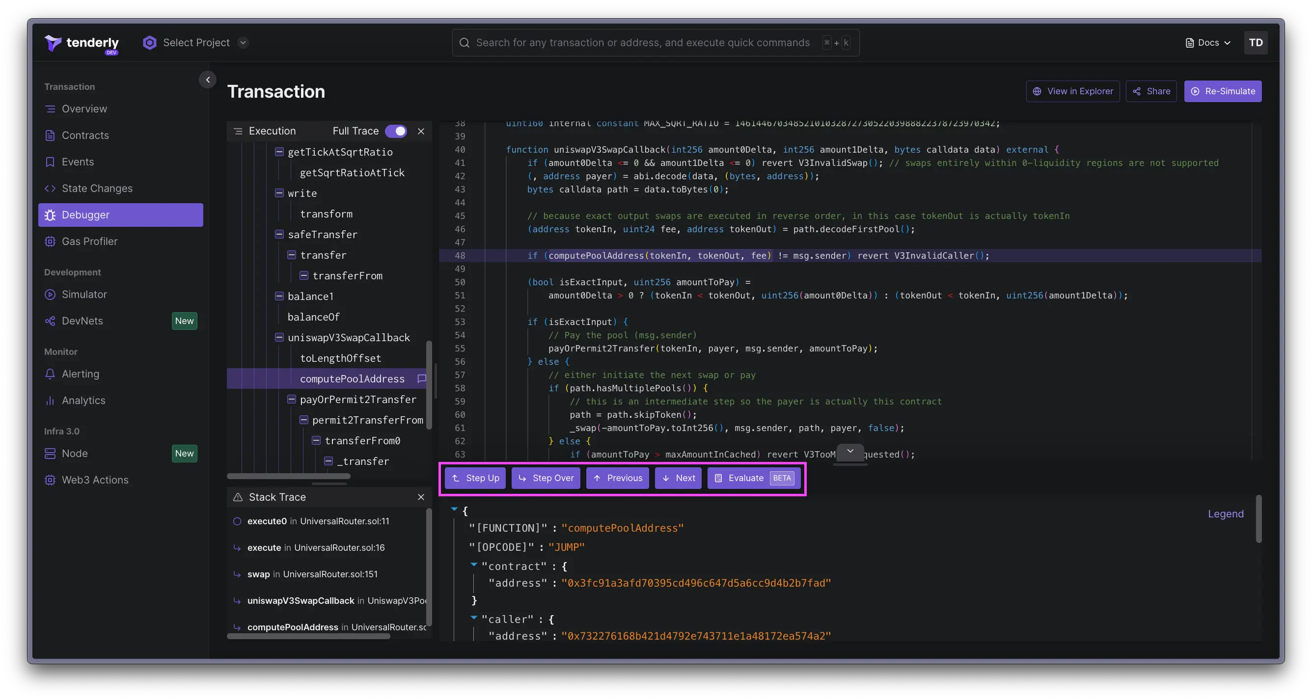 Debugger panels