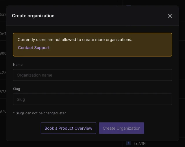 Creating an organization