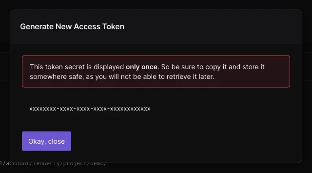 Generated access token