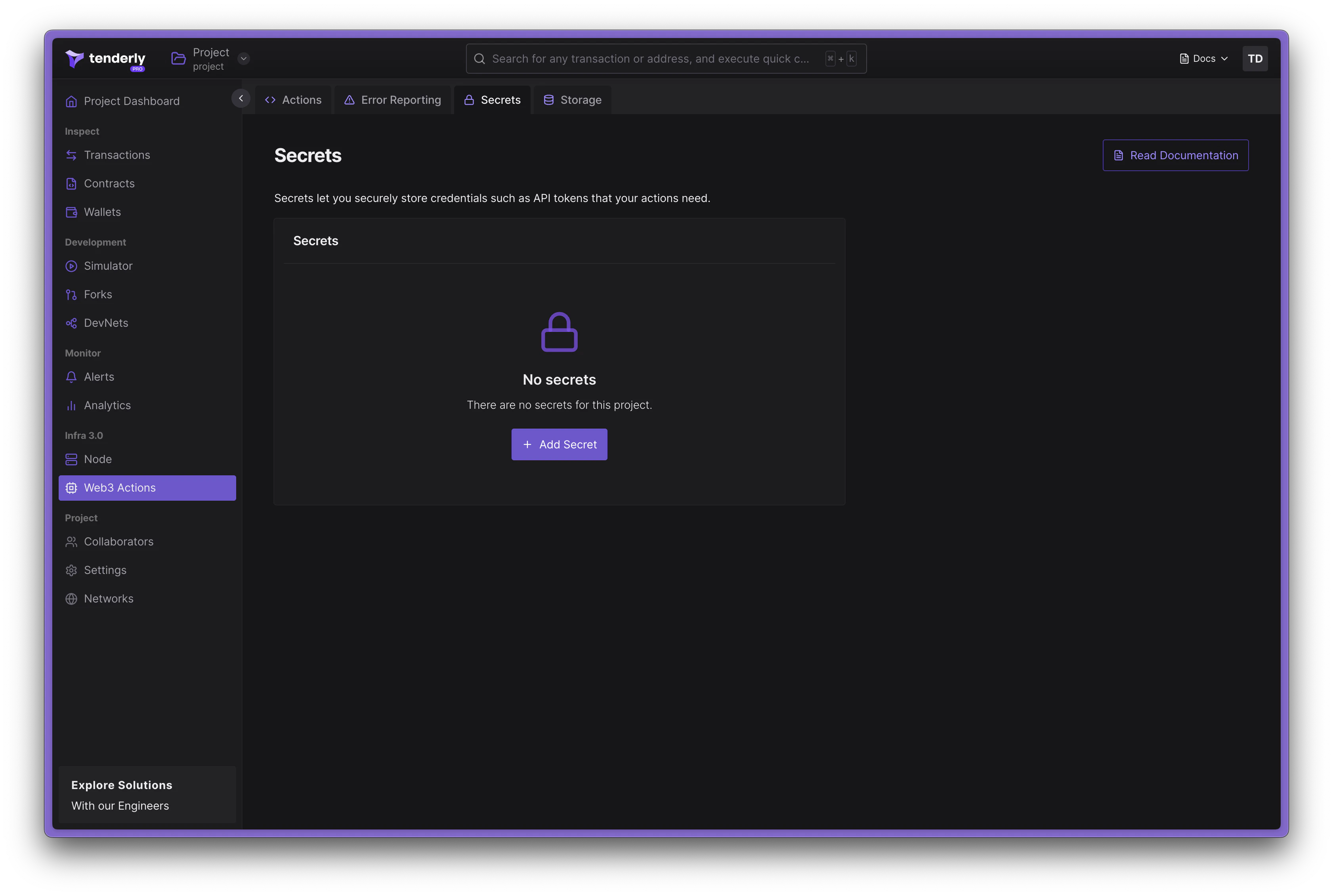 Creating Secrets for Web3 Actions