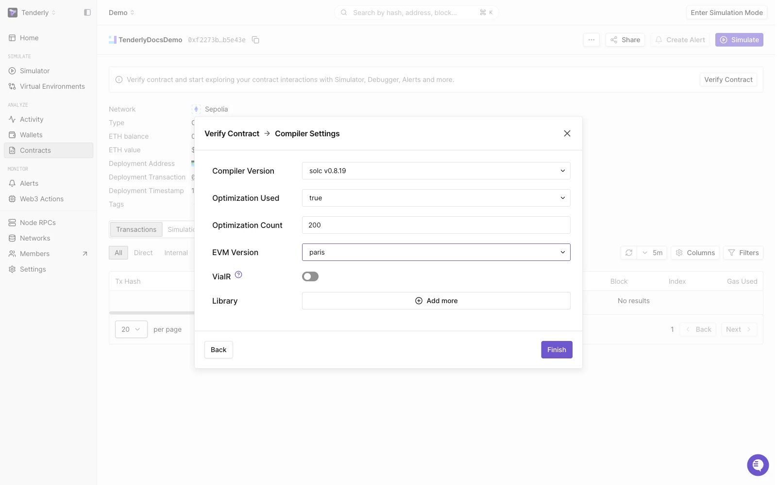 Compiler Settings step filled in