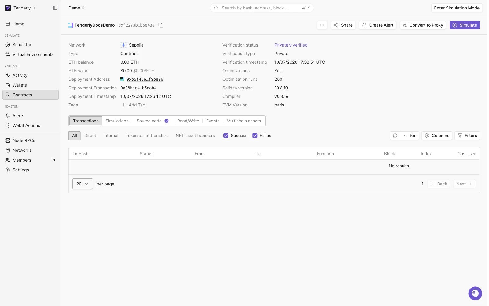Verification Status of added contracts