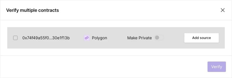 Verify multiple contracts dialog
