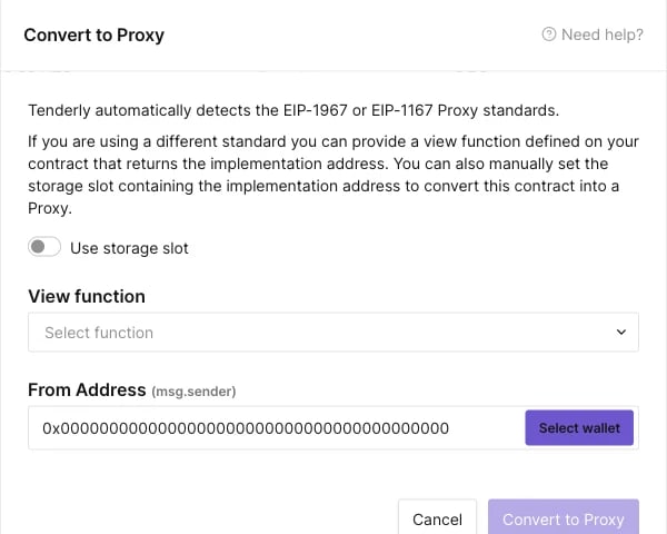 Contract proxy modal