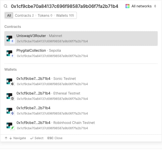 Search results dropdown