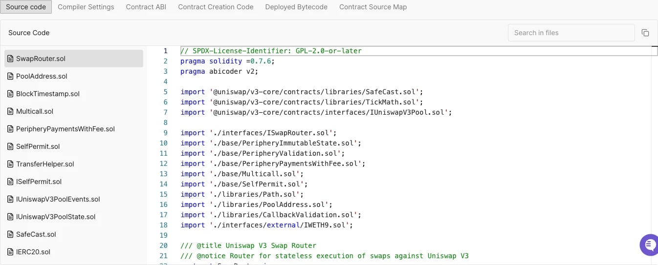 Source code tab with sub-tabs