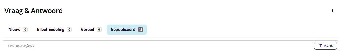 Mercell interface met 3 puntjes menu knop om export opties te openen voor NVI vragen