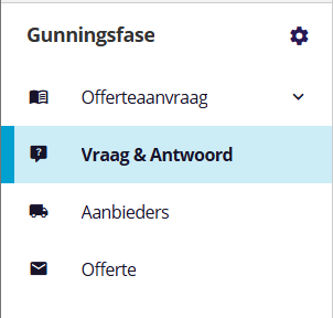 Mercell aanbestedingsplatform interface met Vraag en Antwoord tabblad gemarkeerd voor NVI vragen export