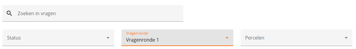TenderNed aanbestedingsplatform Vraag en Antwoord sectie met dropdown menu om Ronde 1 voor Nota van Inlichtingen te selecteren