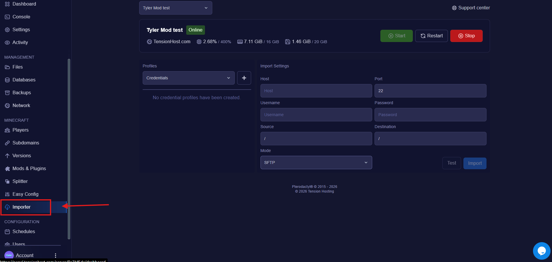 Import Tab