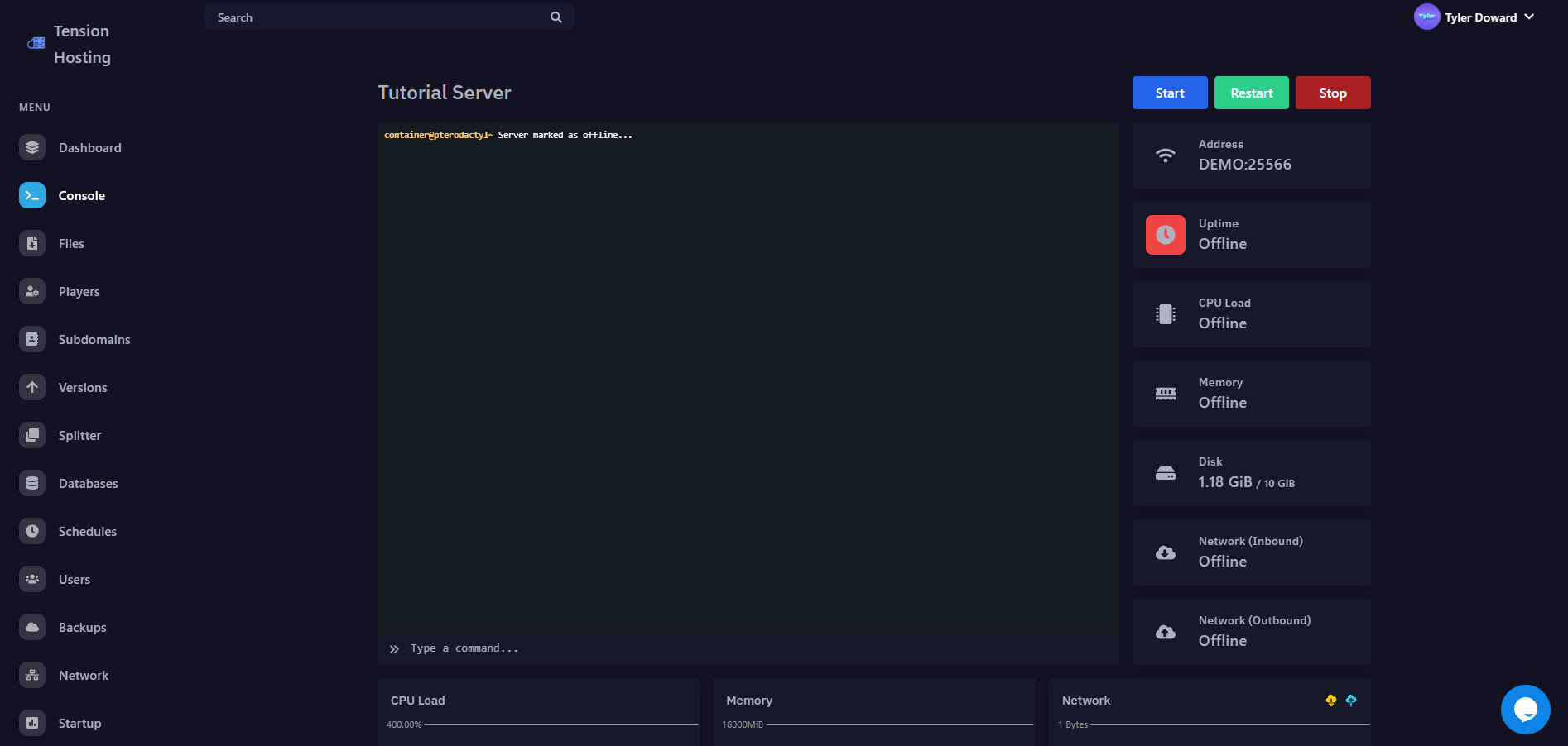 A screenshot of the Tension panel