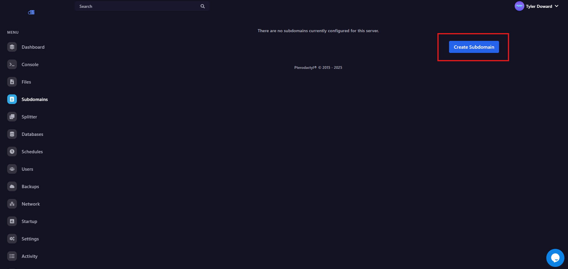 Create Subdomain Button Pn