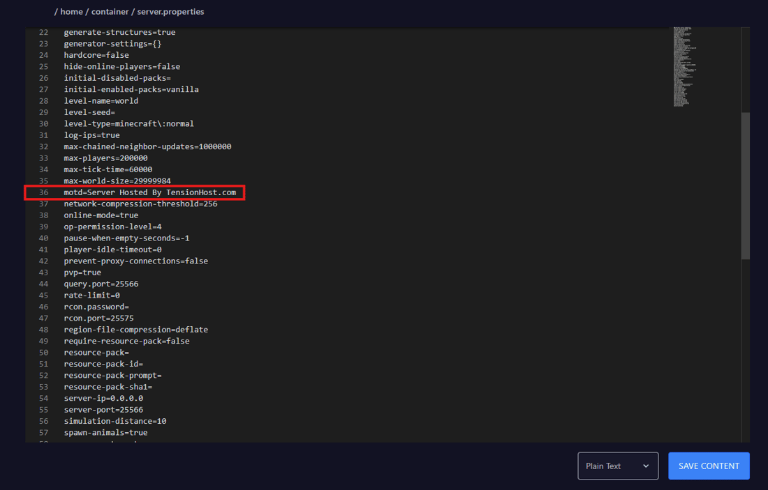 Setting the MOTD on your Minecraft server - Tension Hosting