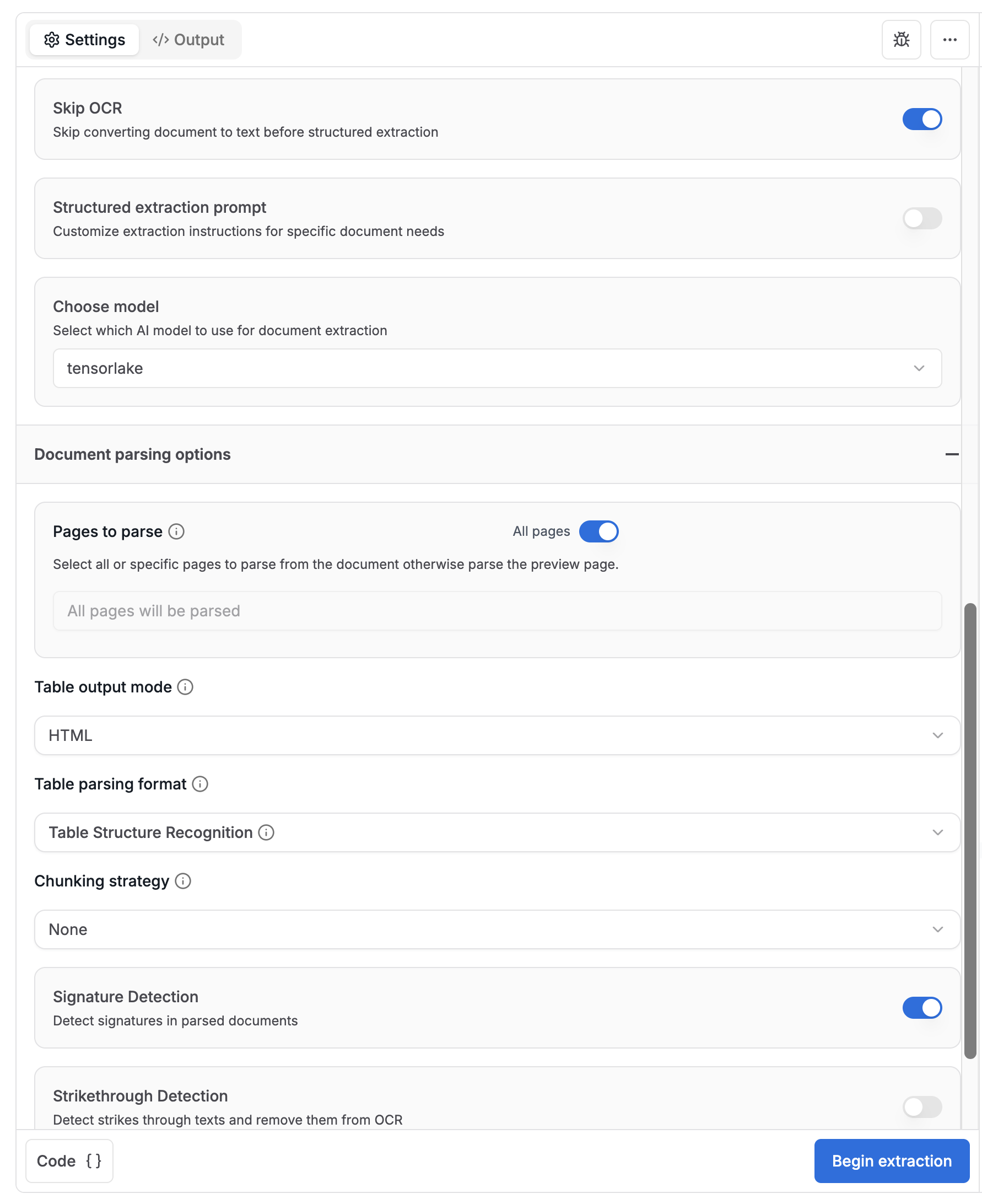 Parsing Options