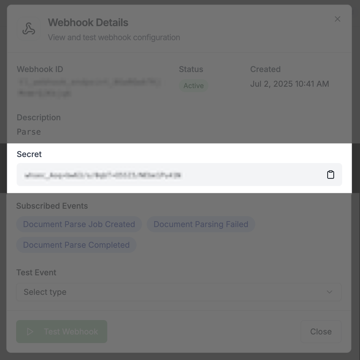 Webhook Secret Location