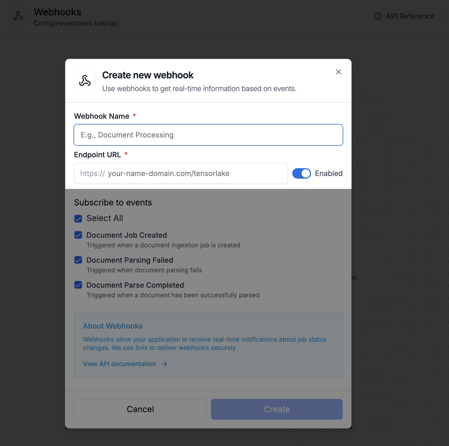 Webhook creation