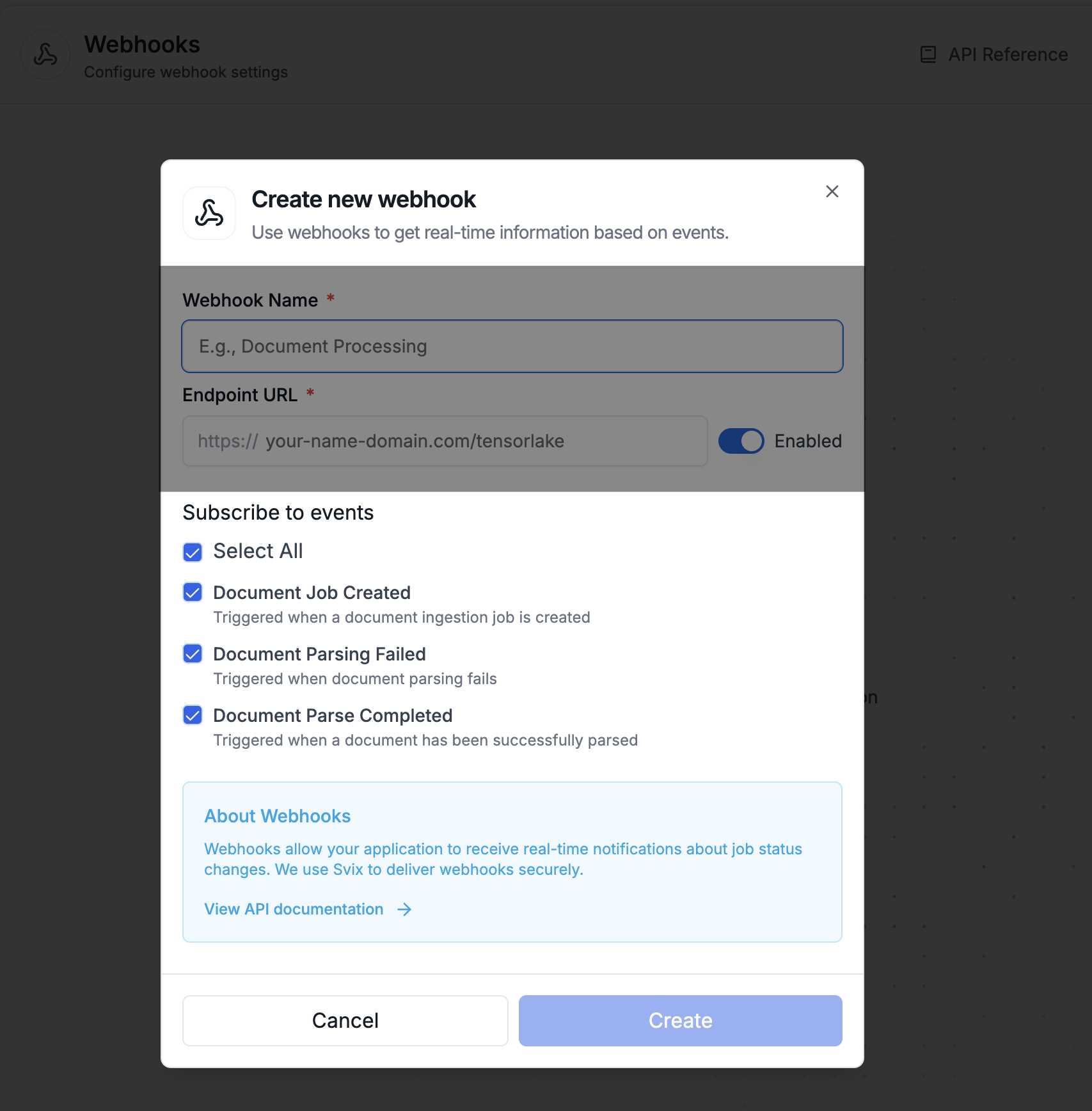 Webhook creation
