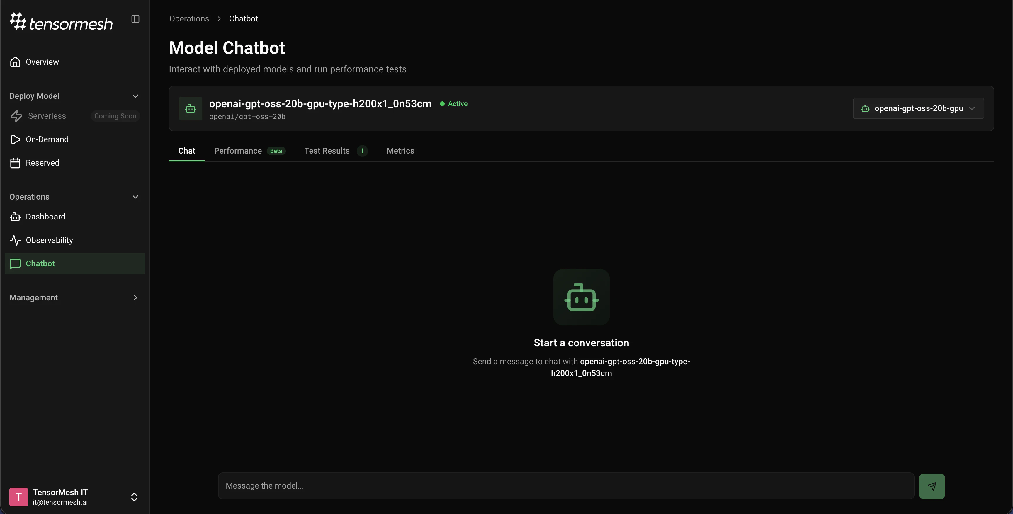 Model Chatbot Interface