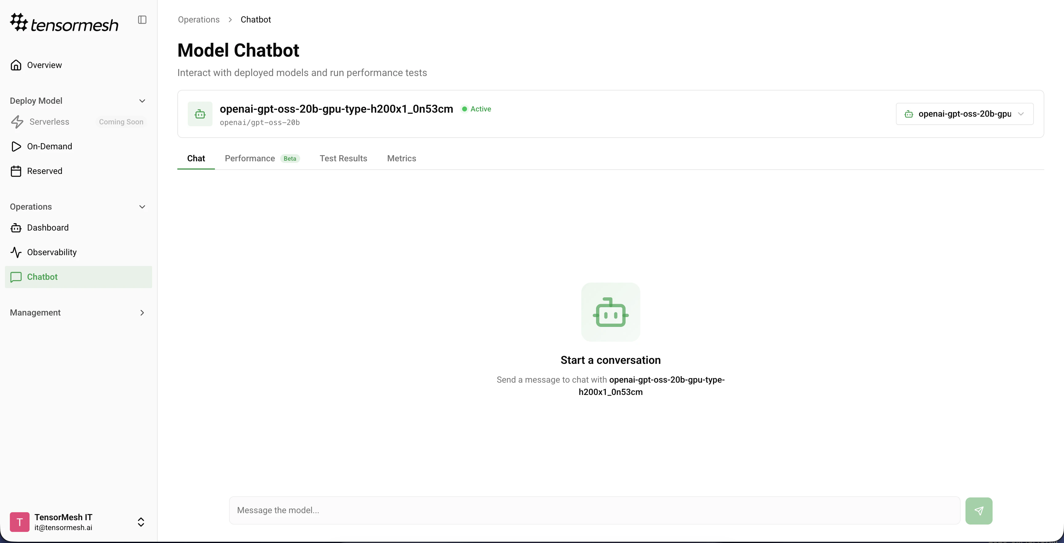 Model Chatbot Interface
