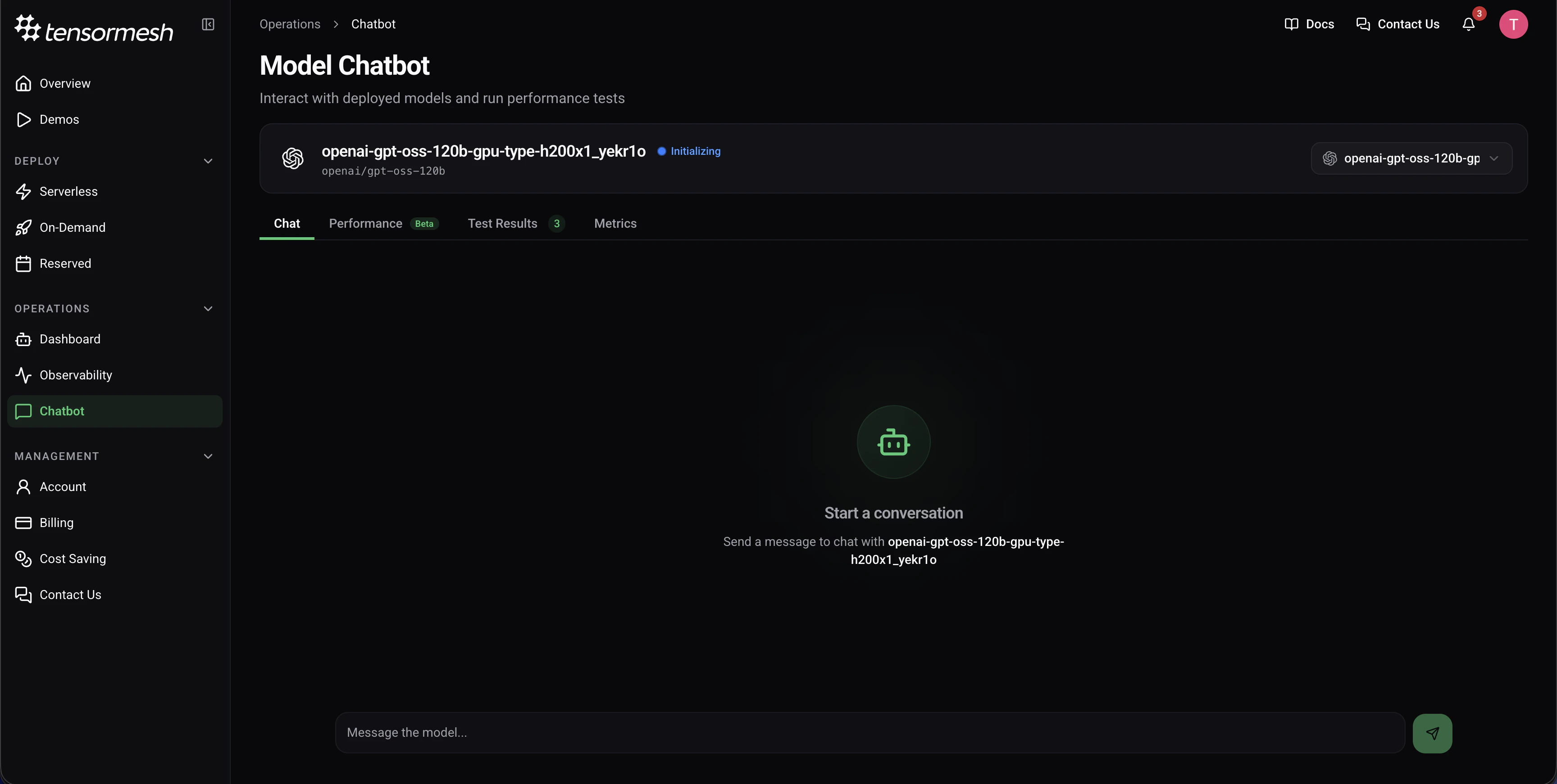 Model Chatbot Interface