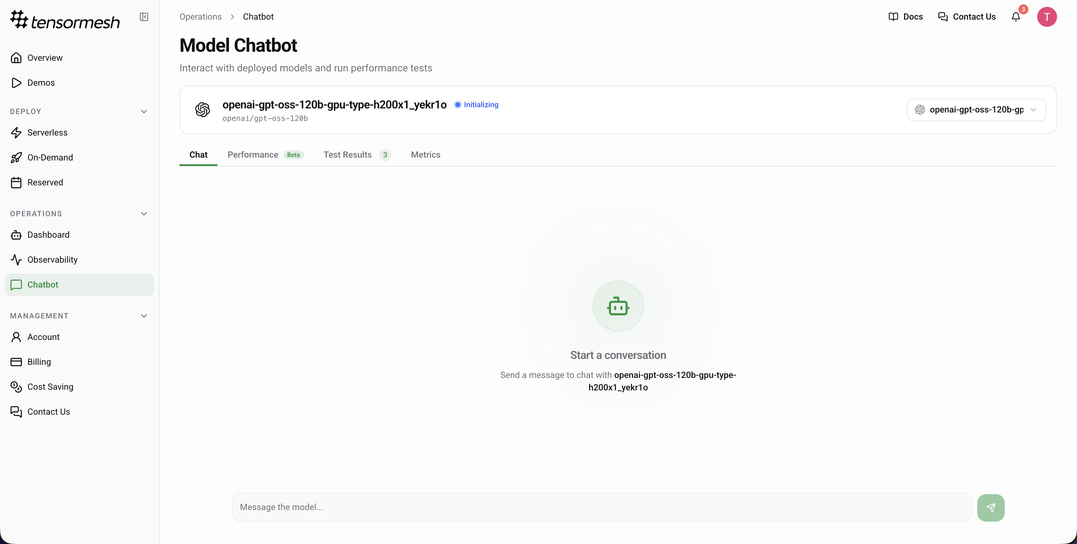 Model Chatbot Interface