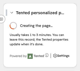 The card while the page generates.