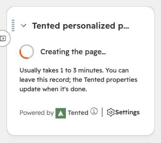 The card while the page generates.