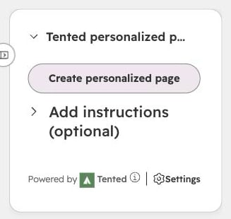 The Tented card on a contact record before a page exists.