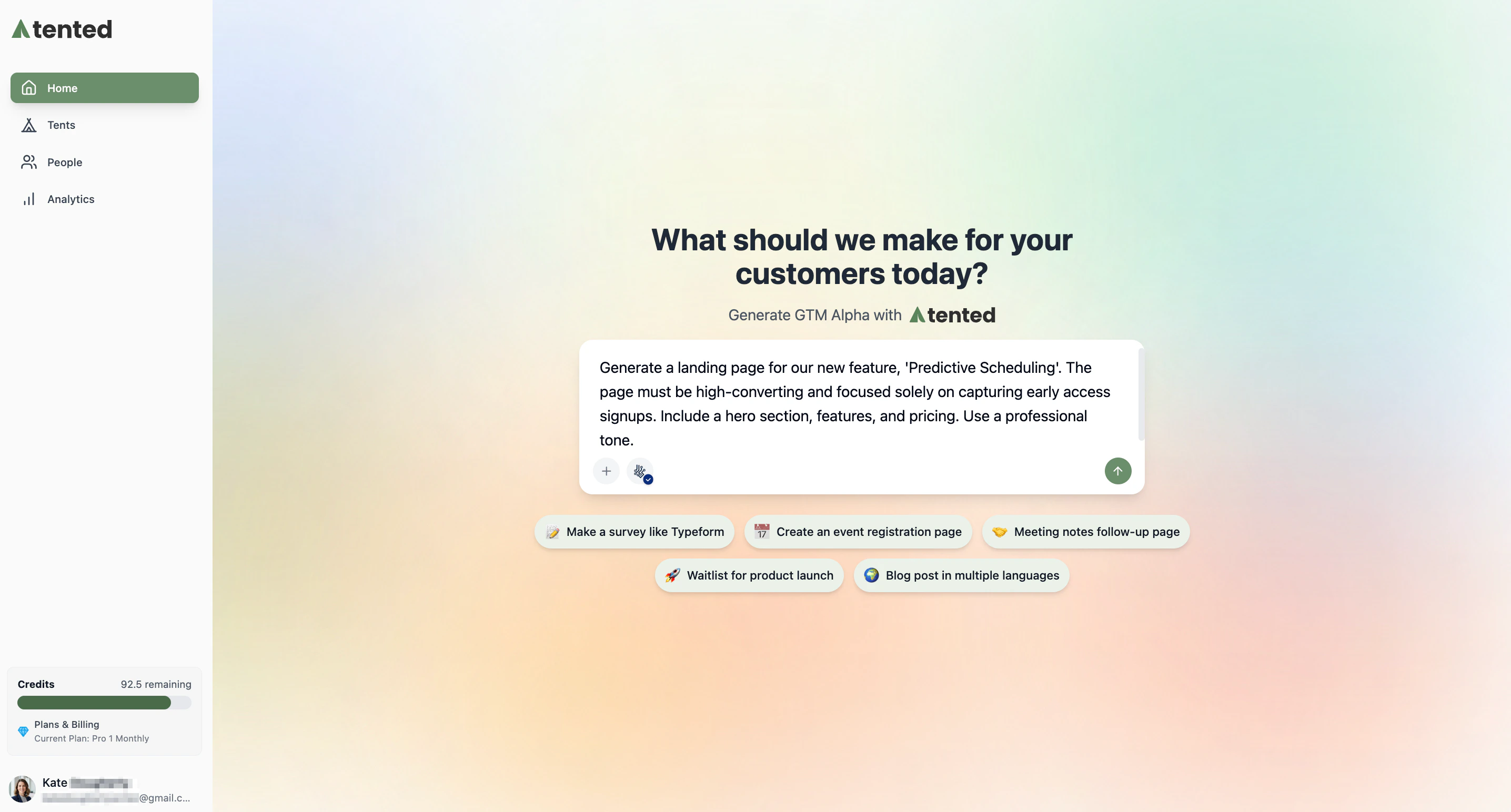 A screenshot of a detailed prompt for an early-access signup page for a new feature called "Predictive Scheduling"