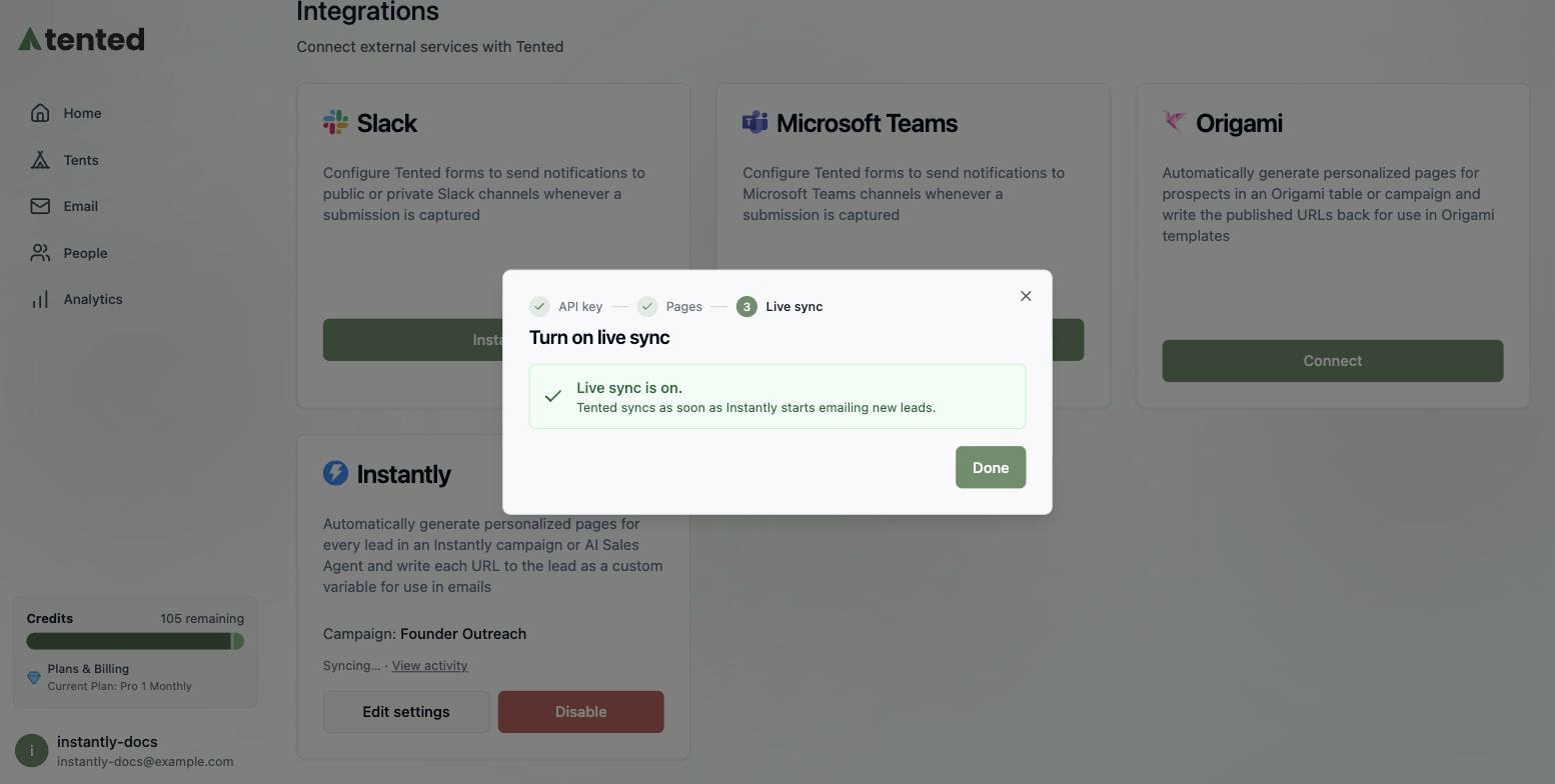 The live sync step confirming Live sync is on.