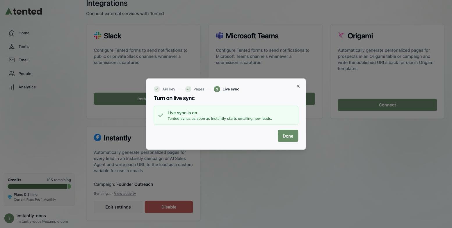 The live sync step confirming Live sync is on.