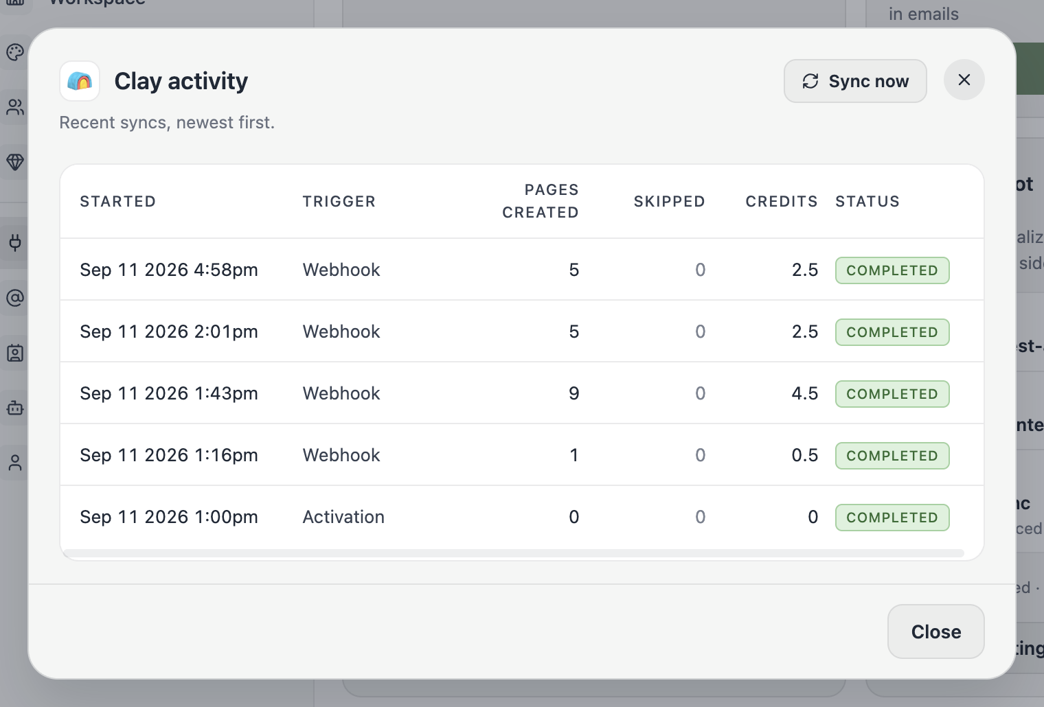 The Clay activity dialog.