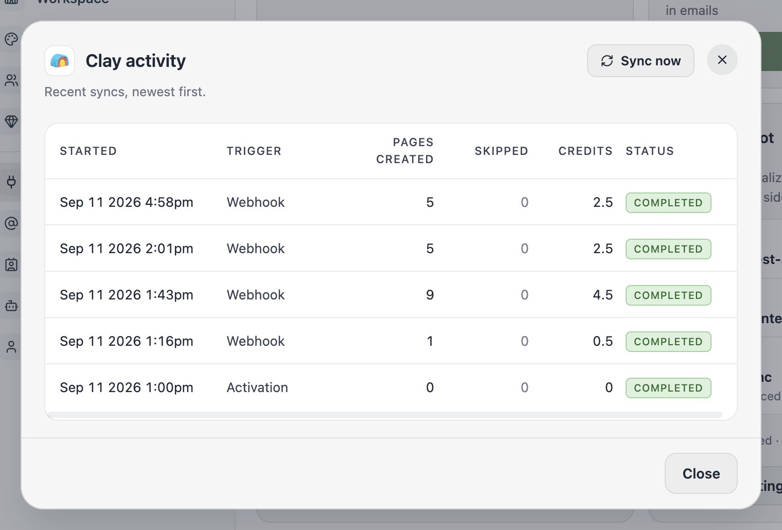 The Clay activity dialog.