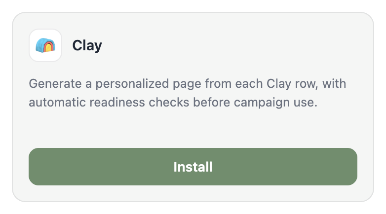 The Clay tile with its Install button.