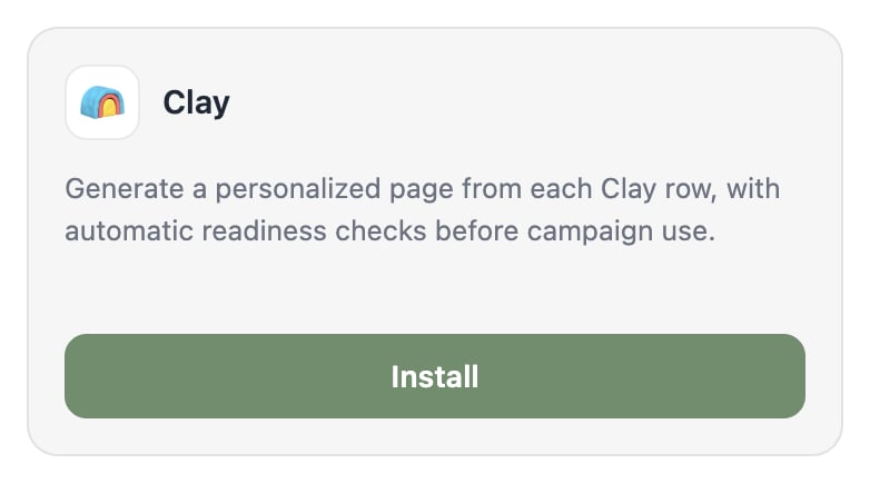 The Clay tile with its Install button.