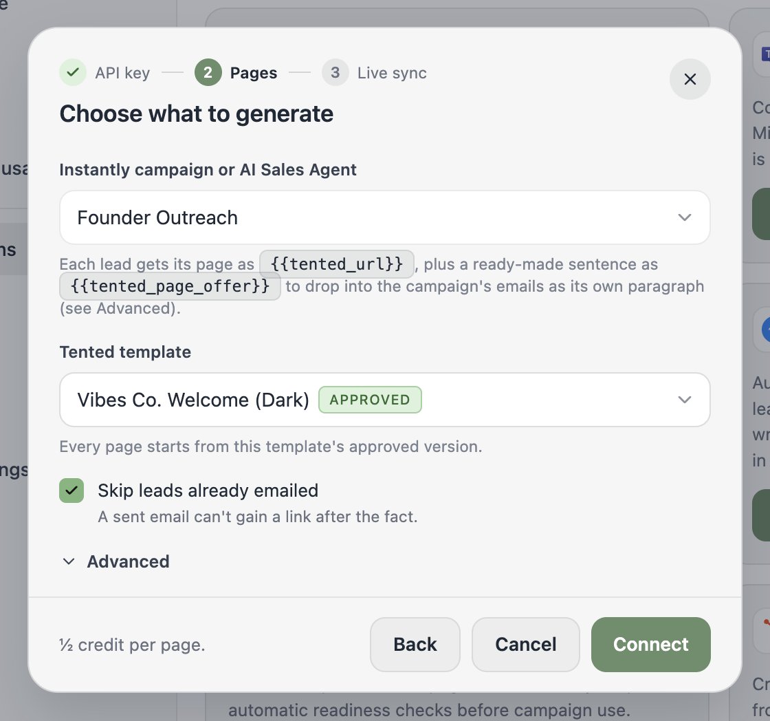 The Choose what to generate step with a campaign and a template selected.