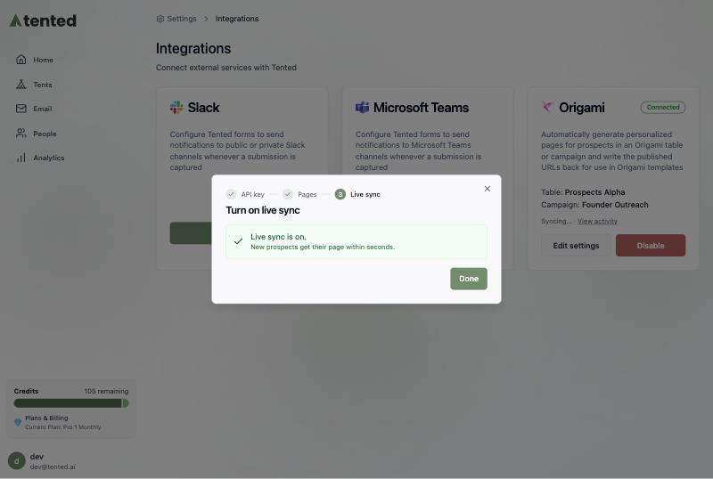 The live sync step confirming Live sync is on.